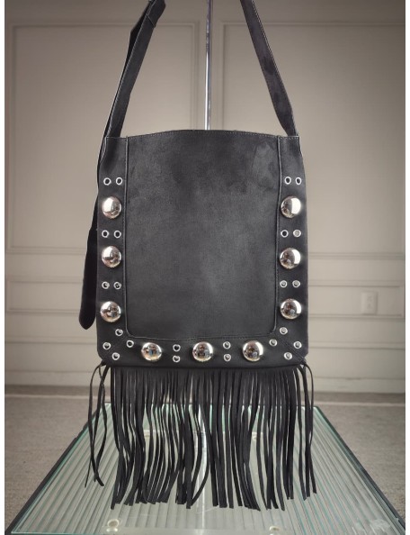 FRINGED EMBELLI BLACK