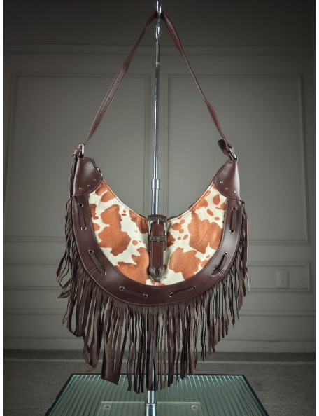 COW PRINT BROWN BAG